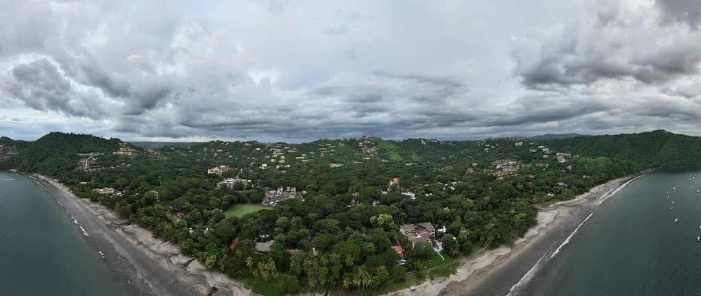Panoramic view of Playa Hermosa, Guanacaste, Costa Rica.