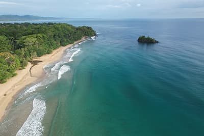 Caribbean Coast of Limon in Costa Rica -aerial views of Cocles, Punta Uva, Playa Chiquita and Puerto Viejo