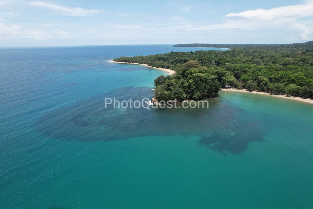 Caribbean Coast of Limon in Costa Rica -aerial views of Cocles, Punta Uva, Playa Chiquita and Puerto Viejo