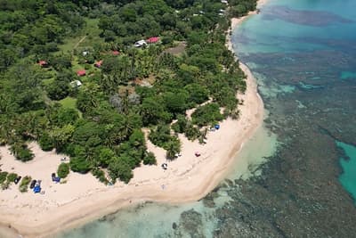 Caribbean Coast of Limon in Costa Rica -aerial views of Cocles, Punta Uva, Playa Chiquita and Puerto Viejo