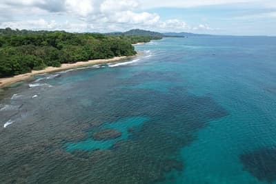 Caribbean Coast of Limon in Costa Rica -aerial views of Cocles, Punta Uva, Playa Chiquita and Puerto Viejo