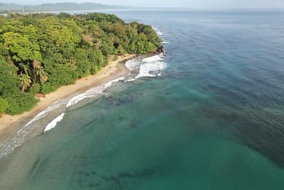 Caribbean Coast of Limon in Costa Rica -aerial views of Cocles, Punta Uva, Playa Chiquita and Puerto Viejo