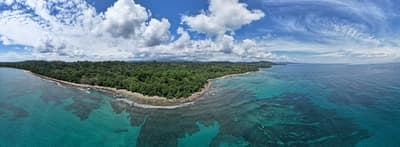 Caribbean Coast of Limon in Costa Rica -aerial views of Cocles, Punta Uva, Playa Chiquita and Puerto Viejo