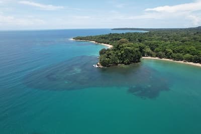 Caribbean Coast of Limon in Costa Rica -aerial views of Cocles, Punta Uva, Playa Chiquita and Puerto Viejo